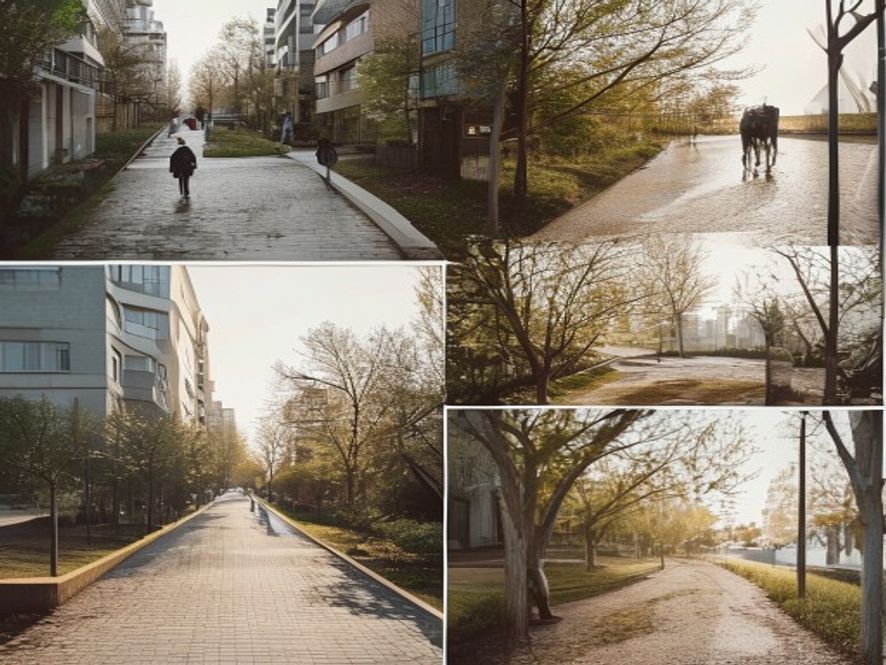 Various walking routes through neighborhoods, parks, and waterfront areas
